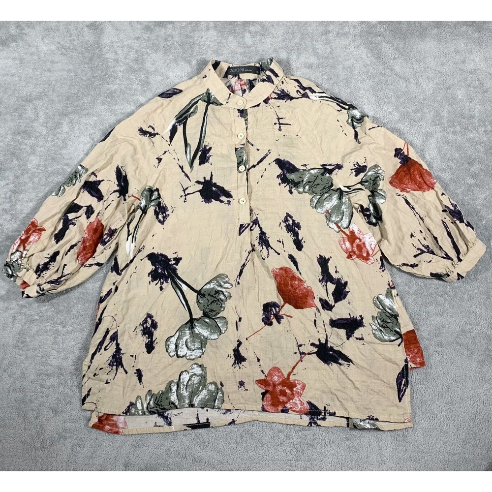Zanzea Collection Floral Quarter Button Tunic Blouse Size XL Women’s